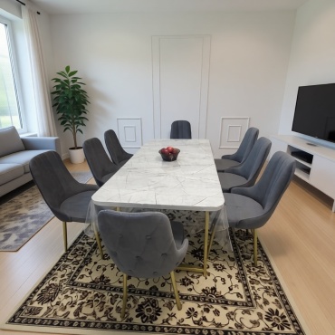 Комплект Qaz Oryndyq Аси-8, стол 180х90 см + 8 стульев, серый