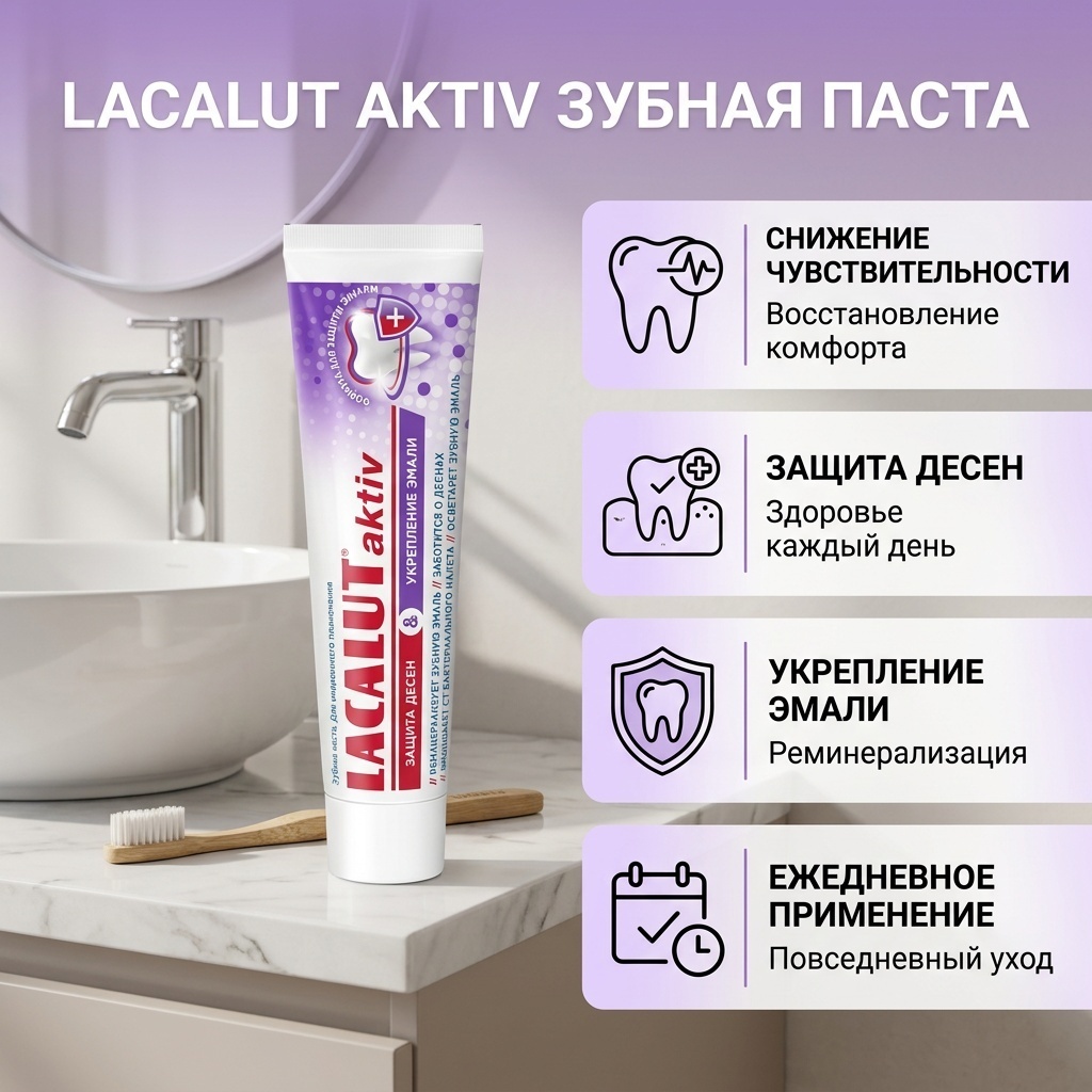 Lacalut зубная паста Aktiv Защита десен и снижение чувствительности 75 мл