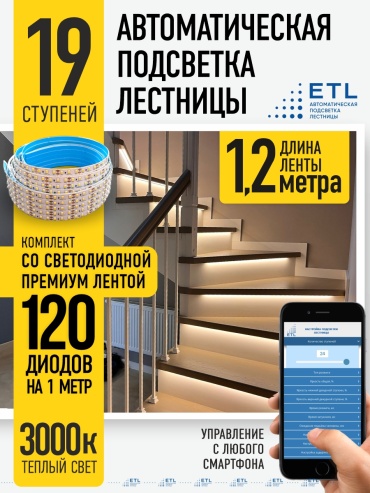 Светодиодная лента ETL желтый 22.8 м