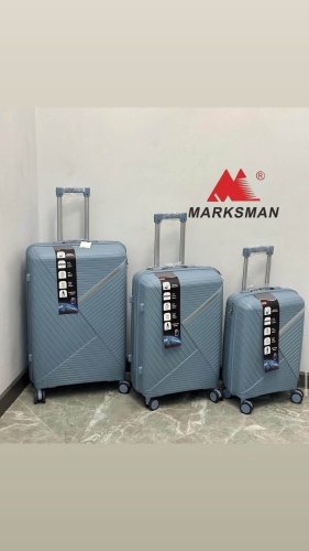 Комплект чемоданов Marksman BS-железная вставка полипропилен 220 л голубой