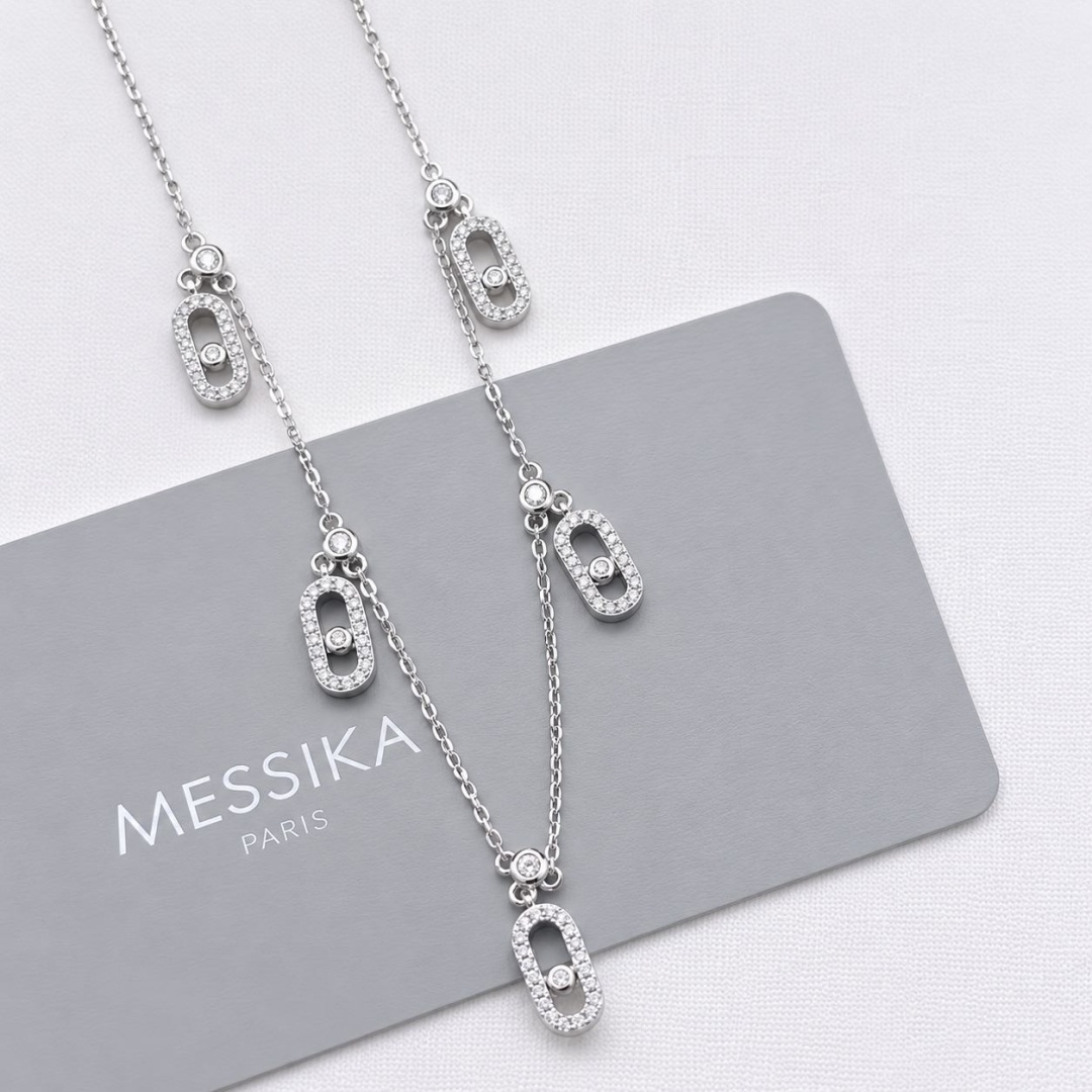 Цепь MESSIKA длина 35 см нержавеющая сталь кристаллы Swarovski