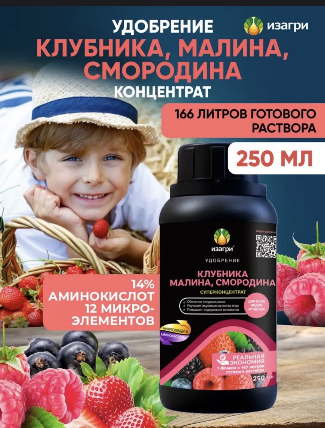 Удобрение Изагри для клубники, малины , смородины 250 мл