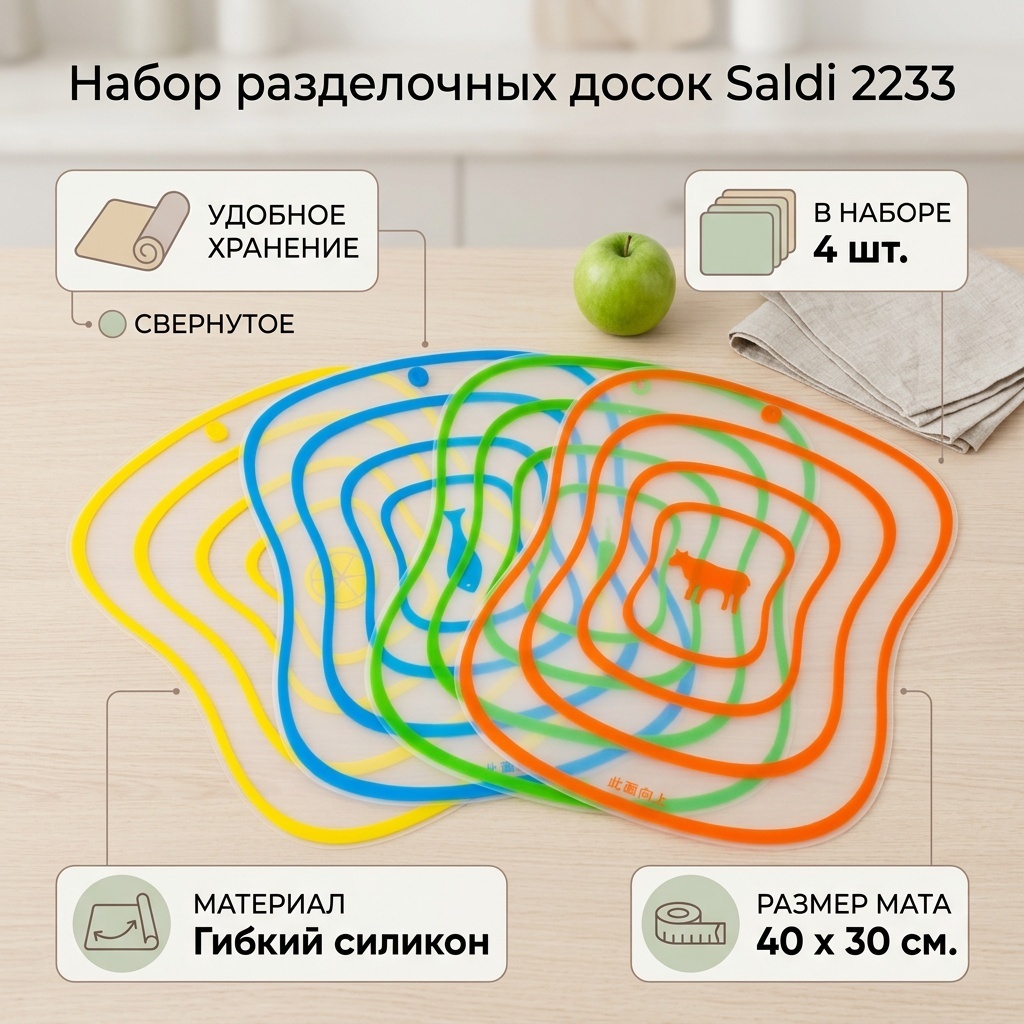 Saldi набор разделочных досок Базовая коллекция 2233 4 шт, силикон