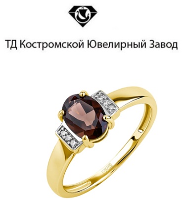 Кольцо ТД Костромской Ювелирный Завод 2000823669 размер 18 вес 1.75 г золото, раухтопаз, бриллиант