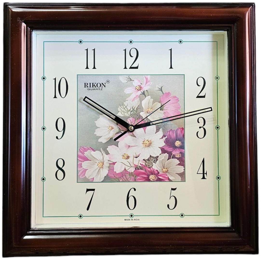 Часы кварцевые Rikon 9051 Brown flowers F, пластик