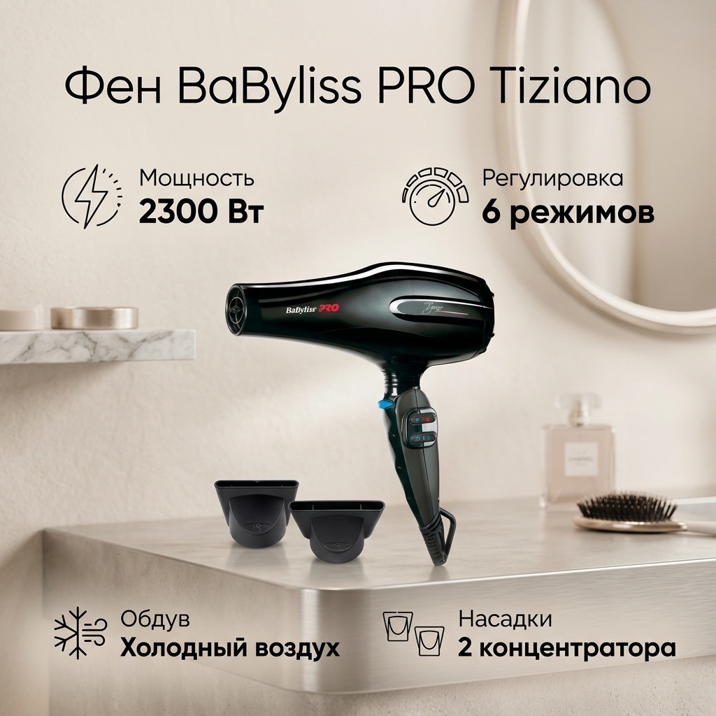 BaBylissPRO BAB6330RE Tiziano фен черный