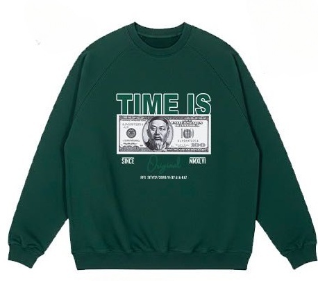 Свитшот TIME IS oversize inst:strc.wear темно-зеленый