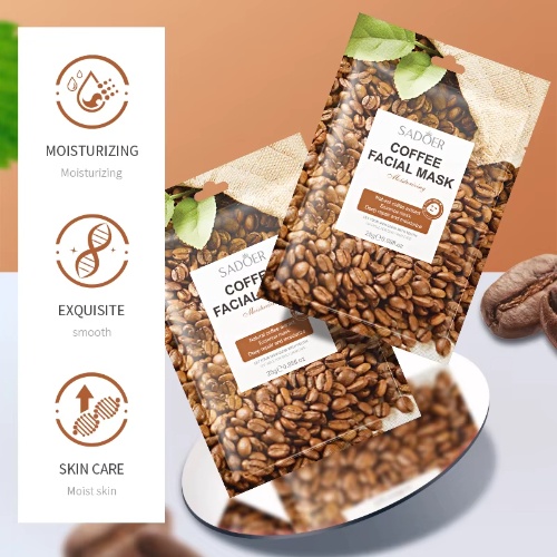 Маска для лица SADOER тканевая Coffee facial mask 1 шт, фото 3