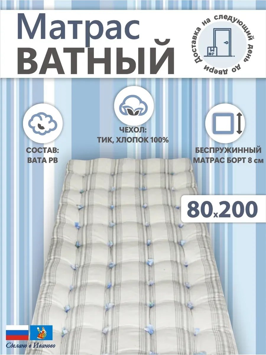 Корпе 200x80 см, вата, голубой