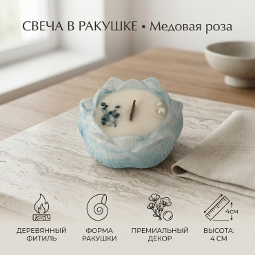 Декоративная свеча Медовая роза 4 см, 1 шт белый, голубой