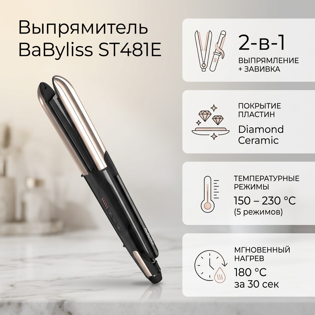 BaByliss ST481E утюжок 28 мм