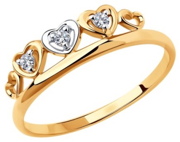 Diamant RIN-DI-585-393773-165 размер 16.5 вес 1.14 г золото, фианит