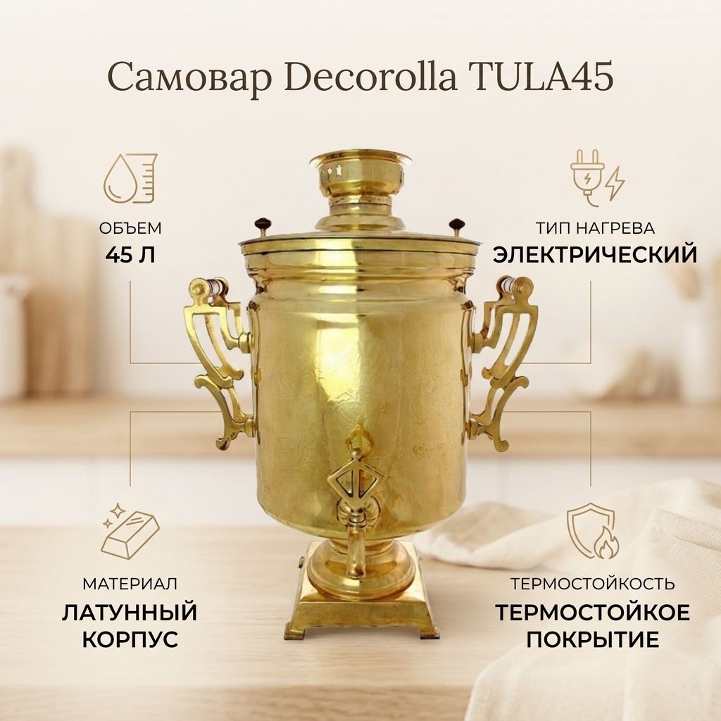 Decorolla самовар TULA45 45 л, латунь