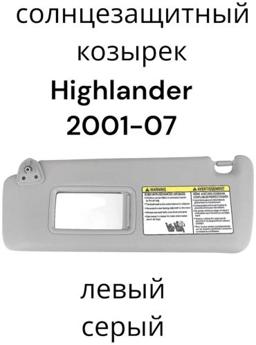 Солнцезащитный козырек Highlander 2001-07 левый серый