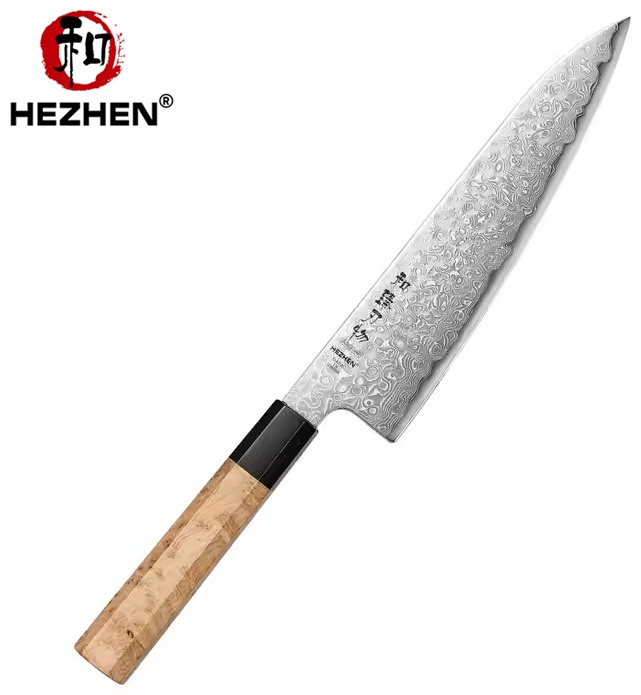 Шеф-нож HezHen X05B-CS, лезвие: дамасская сталь 1 шт