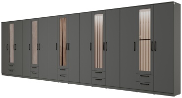 Распашной шкаф Мебель Азии Вирджиния, 676x205х45 см, серый