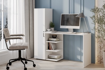 Стол компьютерный Loft, 145х49x135.1 см, белый