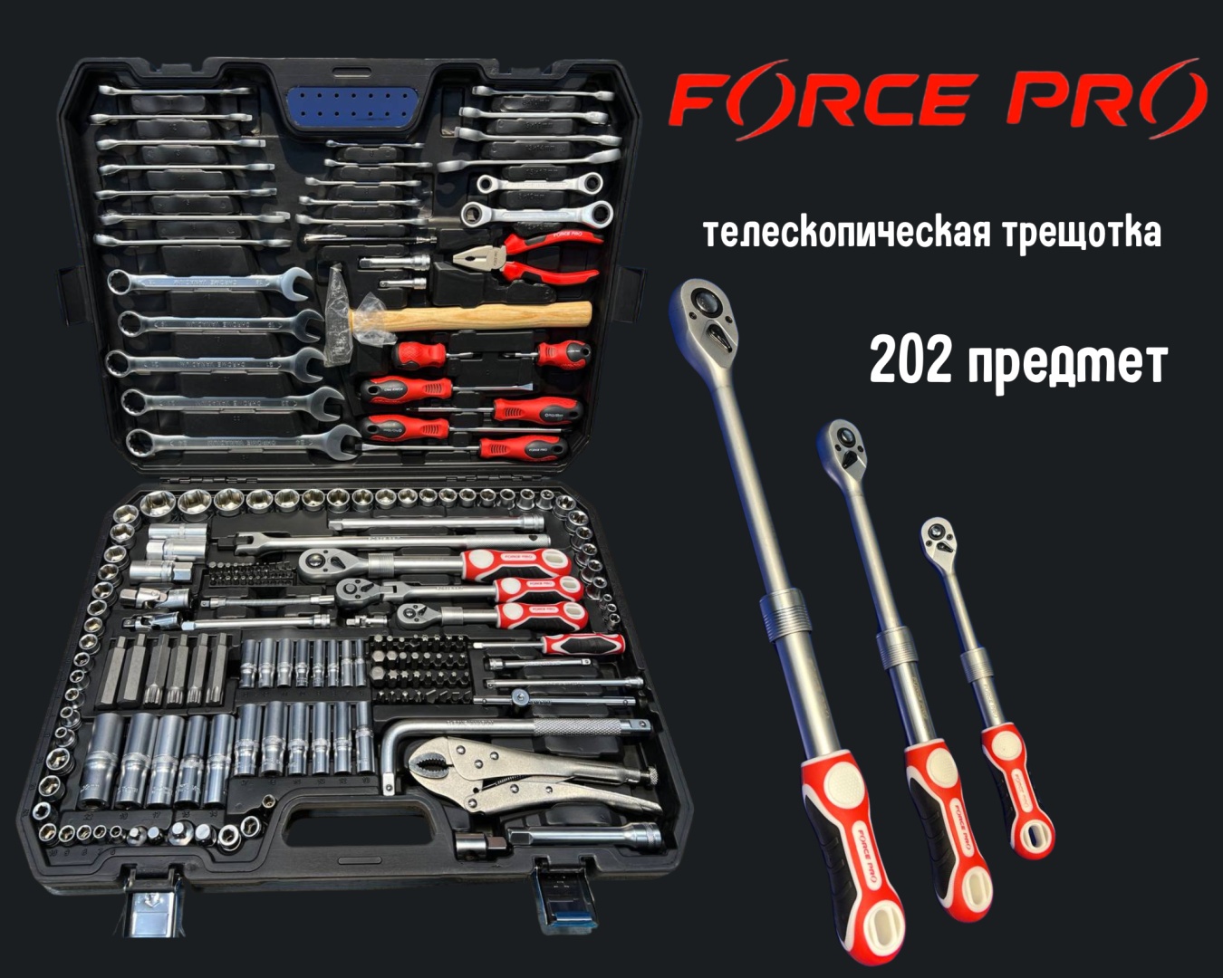 Набор инструментов универсальный 202 в 1 FORCE PRO 11CGC-202ABC