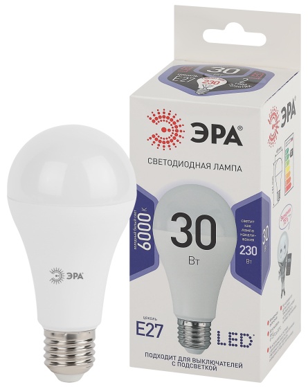 ЭРА 30W E27, светодиодная, холодный белый