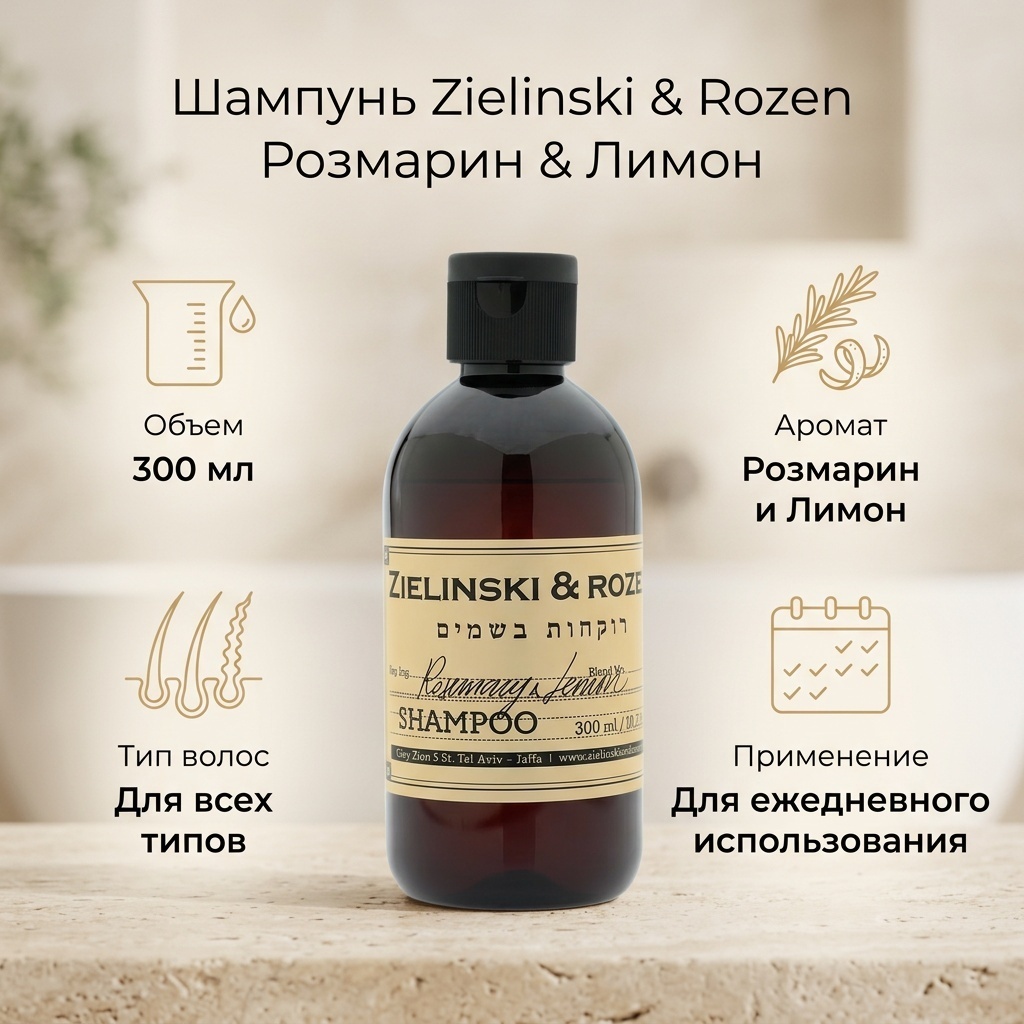 Zielinski & Rozen Розмарин, Лимон шампунь 300 мл