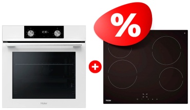 Haier HOQ-K2ANN3WB белый + варочная поверхность Haier HHY-C64NVTB