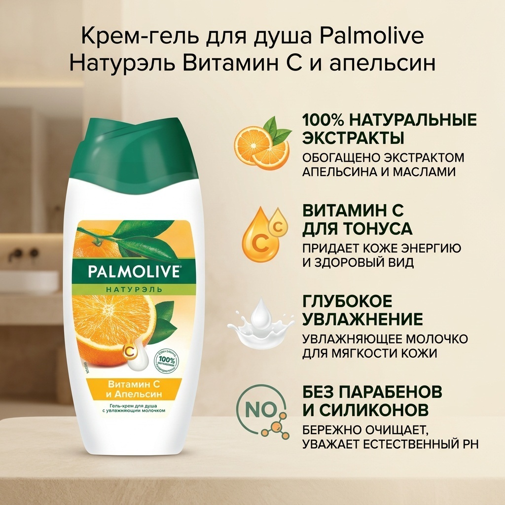 Palmolive Натурэль Витамин С и апельсин крем-гель 250 мл