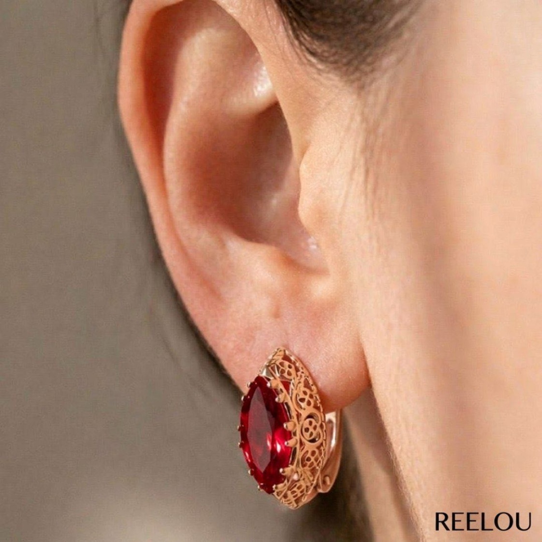 Серьги REELOU 020 серьги циркон вес 2.8 г сплав покрытый золотом 24К, циркон