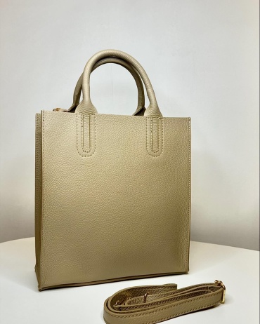 Сумка хобо Genuine Leather натуральная кожа бежевый