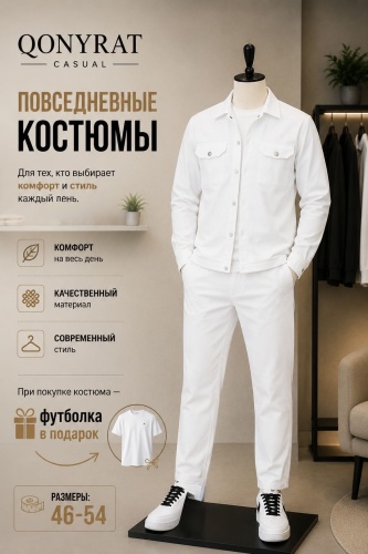 Повседневный костюм QONYRAT белый