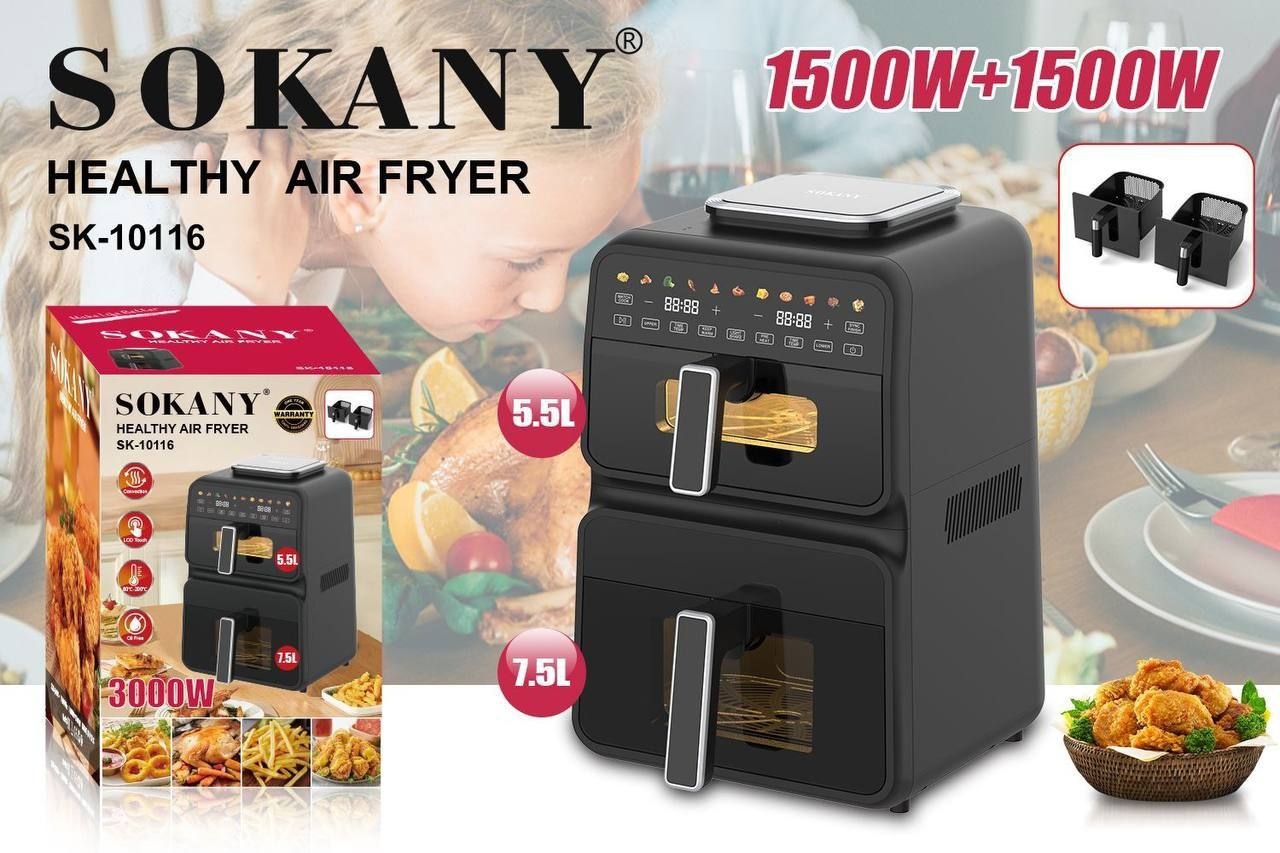 Аэрогриль SOKANY SK-10116 DuoHeat черный