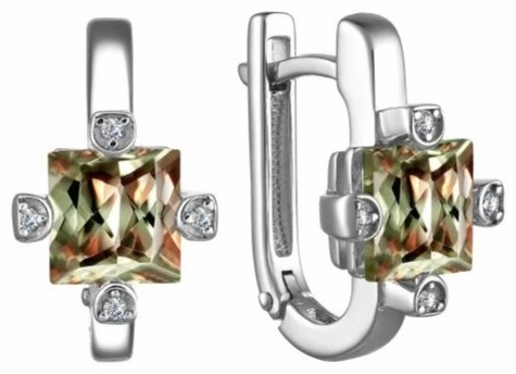 Серьги АЛЬКОР 02-4002/00СТ-00с вес 3.74 г серебро, султанит, фианит