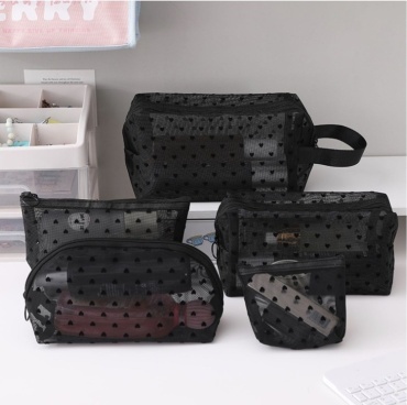 Косметичка нейлон черный 13X15 см