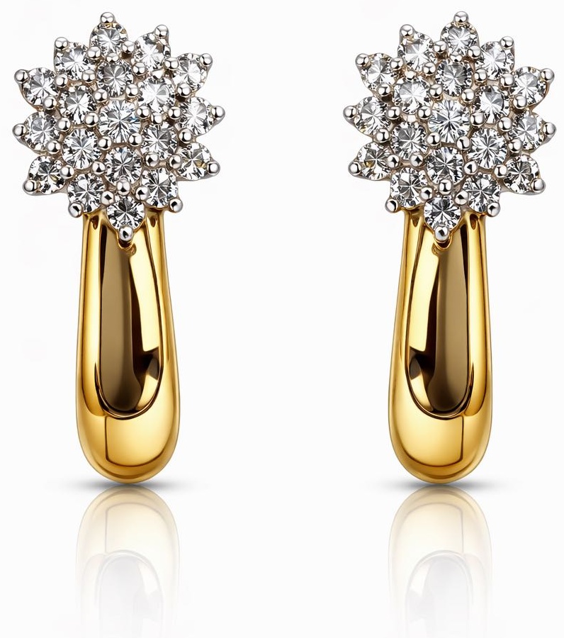 Серьги ALMAZ 01с4552266 вес 3.8 г золото, бриллиант