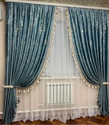 Комплект AIZERE 400x280 см 3 шт, жаккард, изумрудный