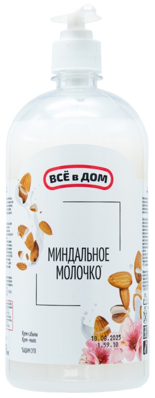 Жидкое мыло туалетное ВСЕ в ДОМ Миндальное молочко 1000 мл