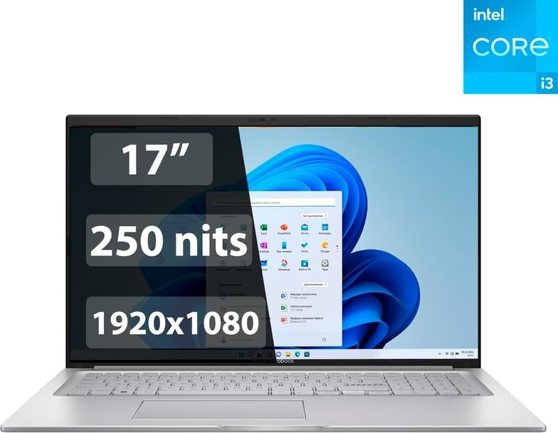 Ноутбук ASUS Vivobook 17 17" / 8 Гб / SSD 512 Гб / Win 11 / X1704VA-AU502W / 90NB10V2-M00JJ0