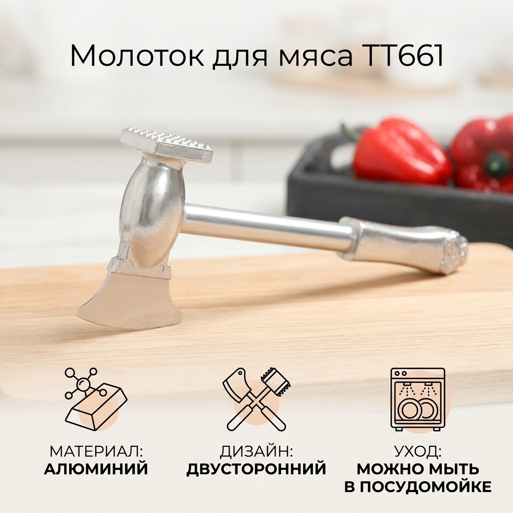 Молоток для отбивания мяса алюминий, 1 шт