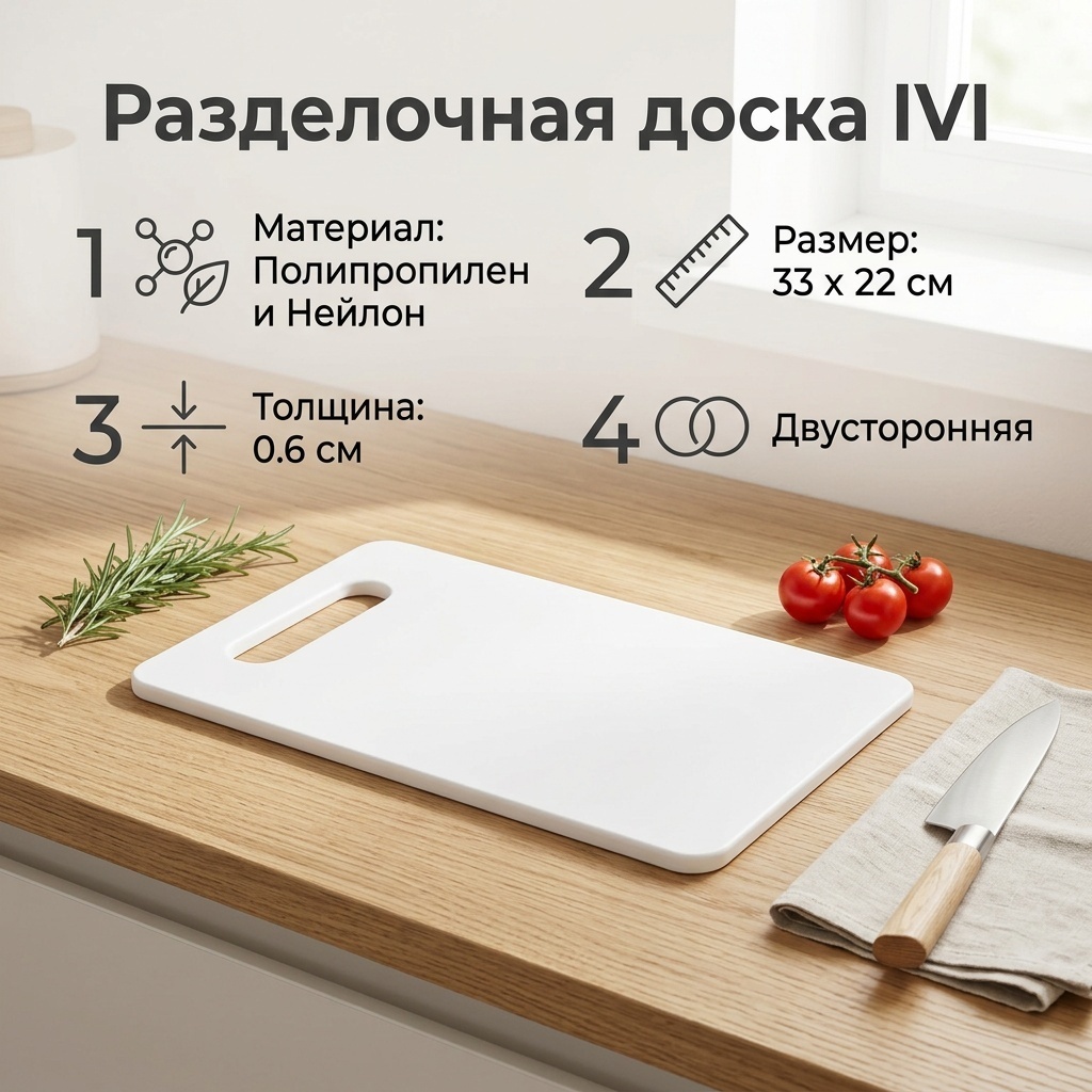 IVI разделочная доска 216-6 1 шт, полипропилен, нейлон