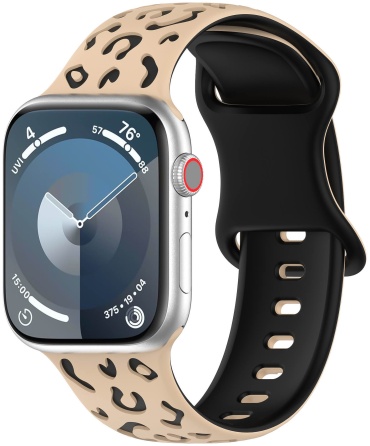 Ремешок BOGEMA для Apple Watch Series 4, Watch Series 5, Watch Series 6, Watch Series 7, Watch Series 8, Watch SE, Watch SE 2nd Gen, Watch SE 3, Watch Series 9 бежево-черный