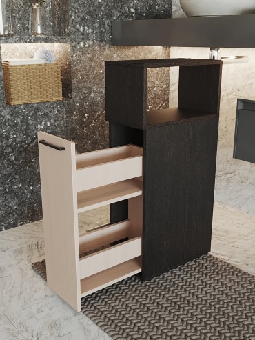 Шкаф напольный Петропавловская Мебельная Фабрика PFF Кристина-22, 24x44.4x91.5 см, темно-коричневый, светло-коричневый