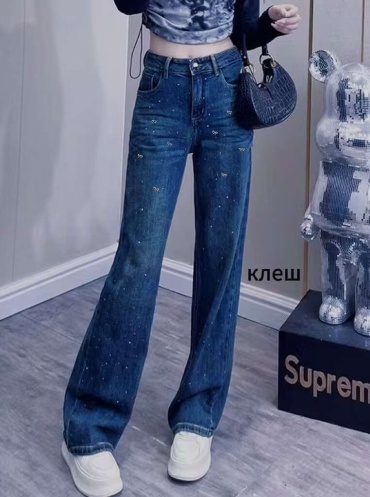 Джинсы клеш Fashion голубой, серебристый