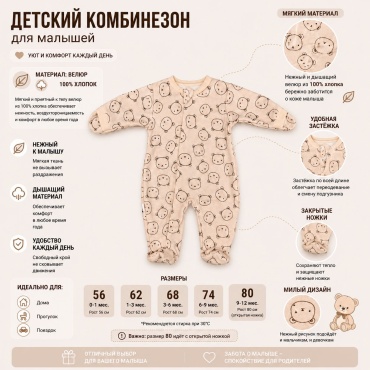 Комбинезон коричневый, бежевый