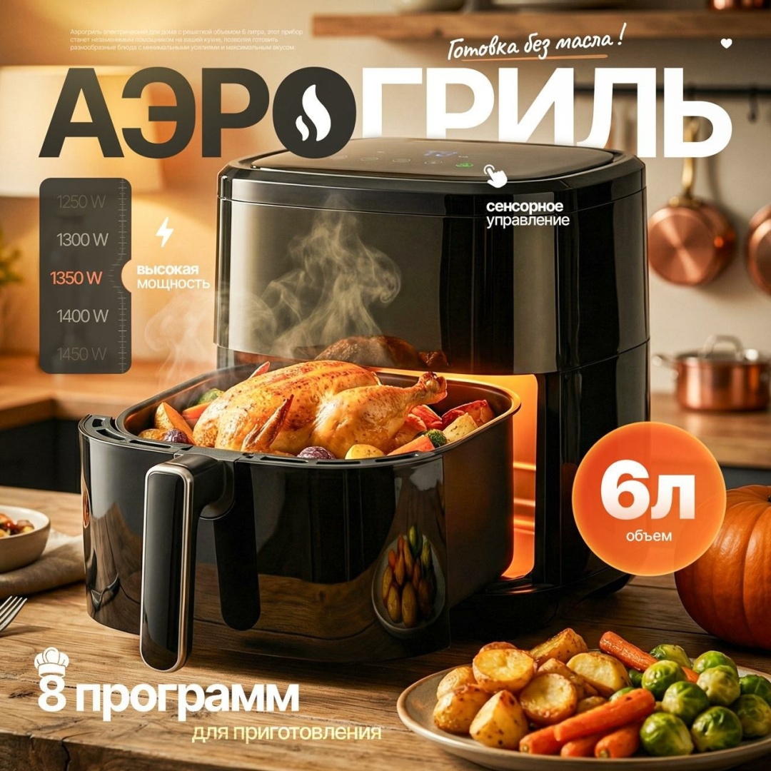 Аэрогриль LUXEN SF457-R1 6 л черный