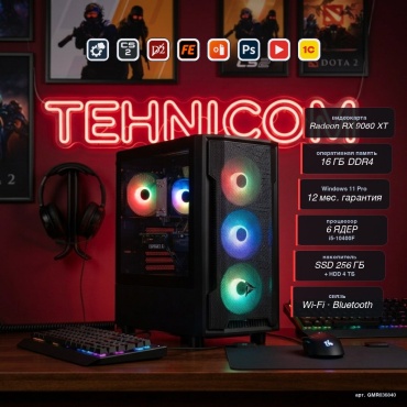 Tehnicom i5-10400F / 9060 XT 16 Гб / 16 Гб / 4000 Гб HDD+SSD 256 Гб / Win 11 Pro