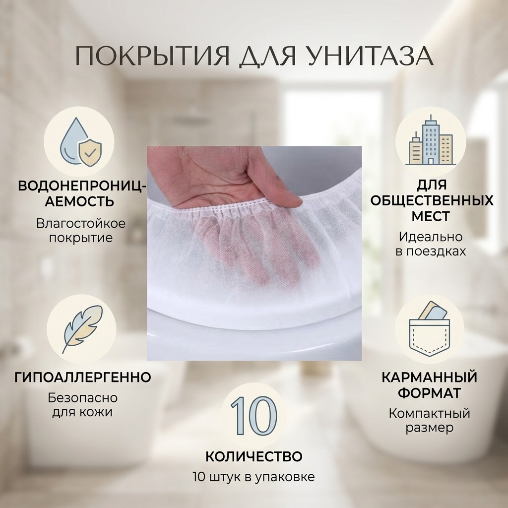 Покрытия для унитаза 1-слойный 10 шт, полиэстер