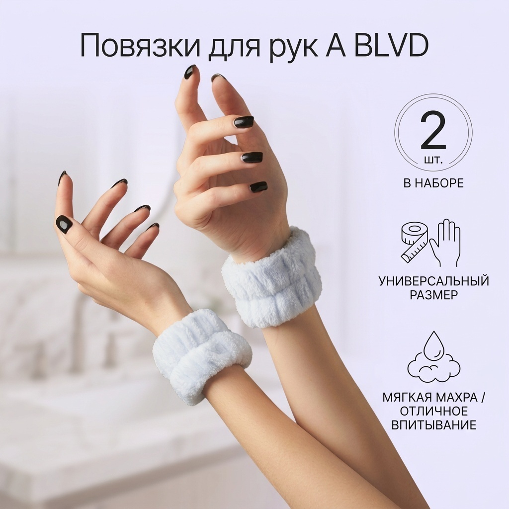 A BLVD повязка для рук, для умывания белый 2 шт