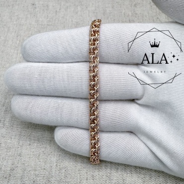 ALA AGBRBIS-0009 длина 18 см, вес 3.45 г золото, плетение бисмарк