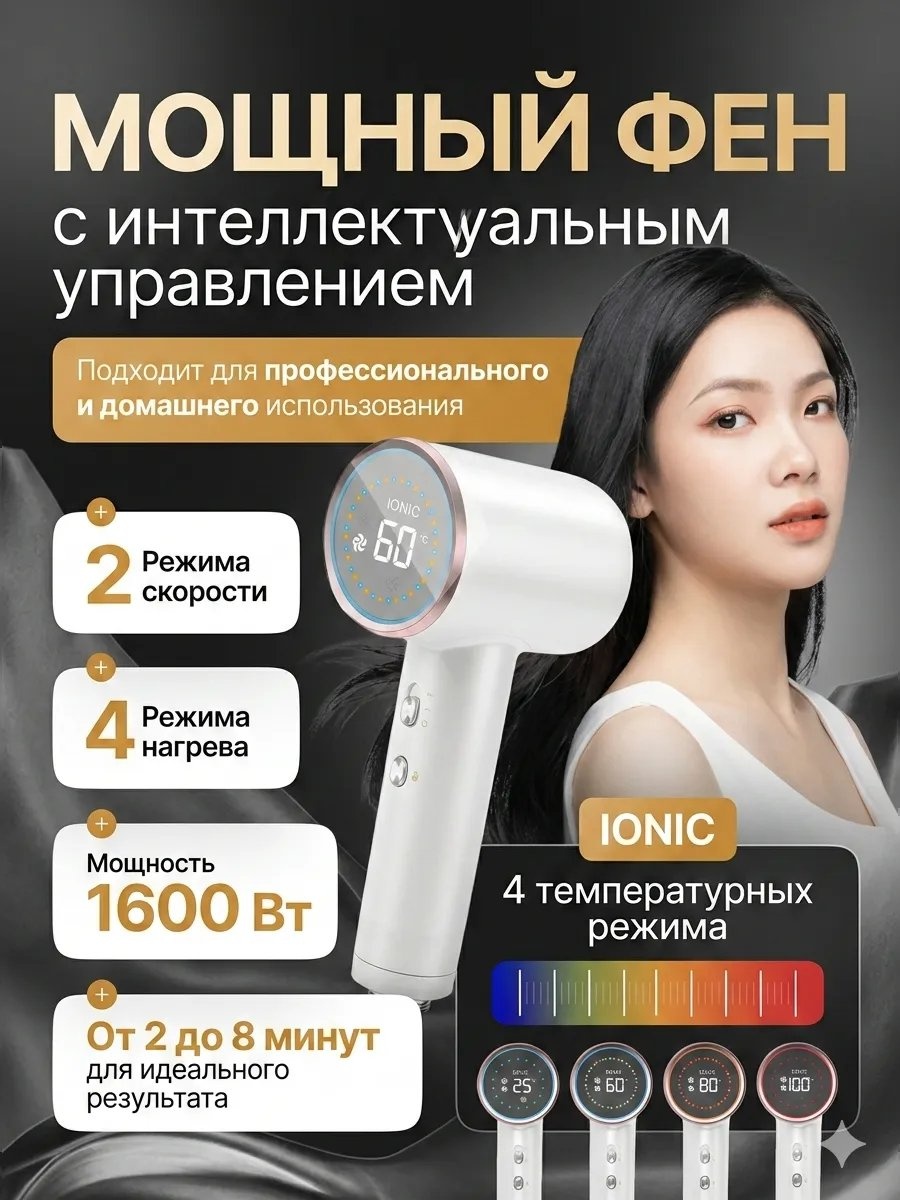 837119701 компактный фен черный