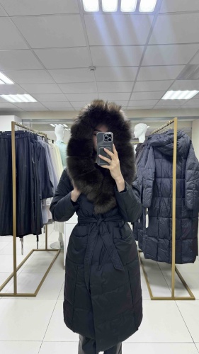 Пуховик черный, коричневый