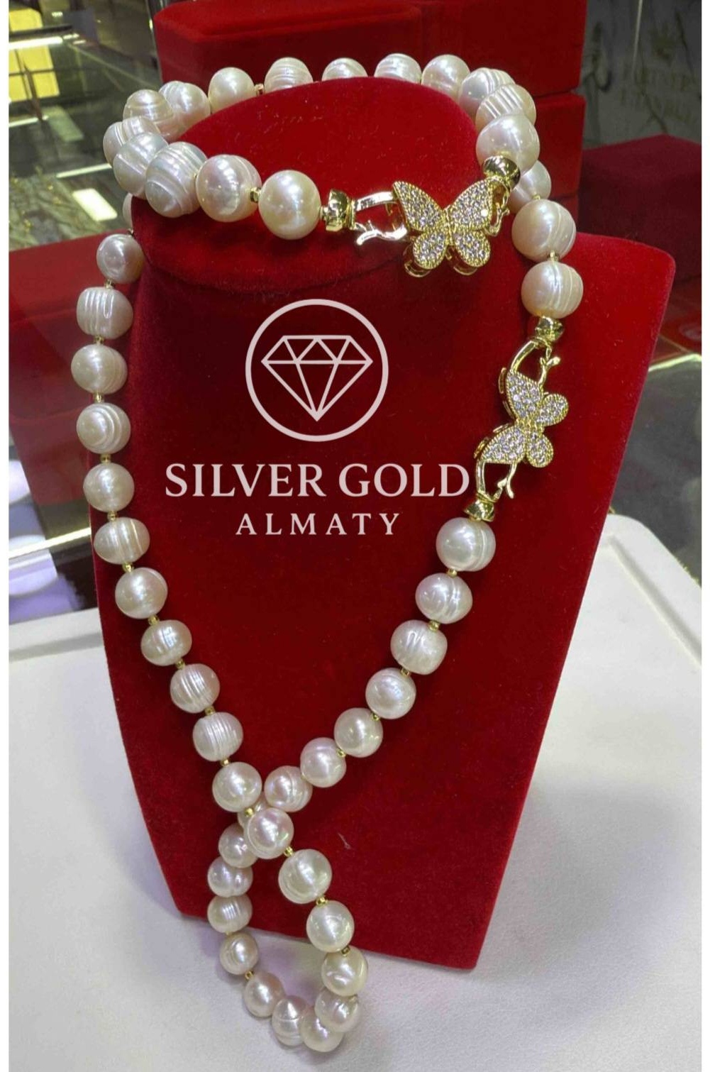 Silver Gold Almaty 1234 вес 75 г сплав покрытый золотом 24К, жемчуг